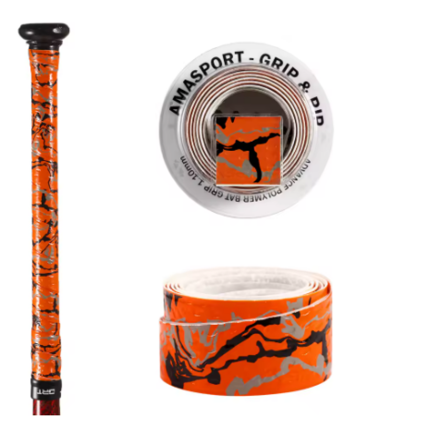 Grip Bat Cinta Agarre - Bat Tape Beisbol Naranja Negro