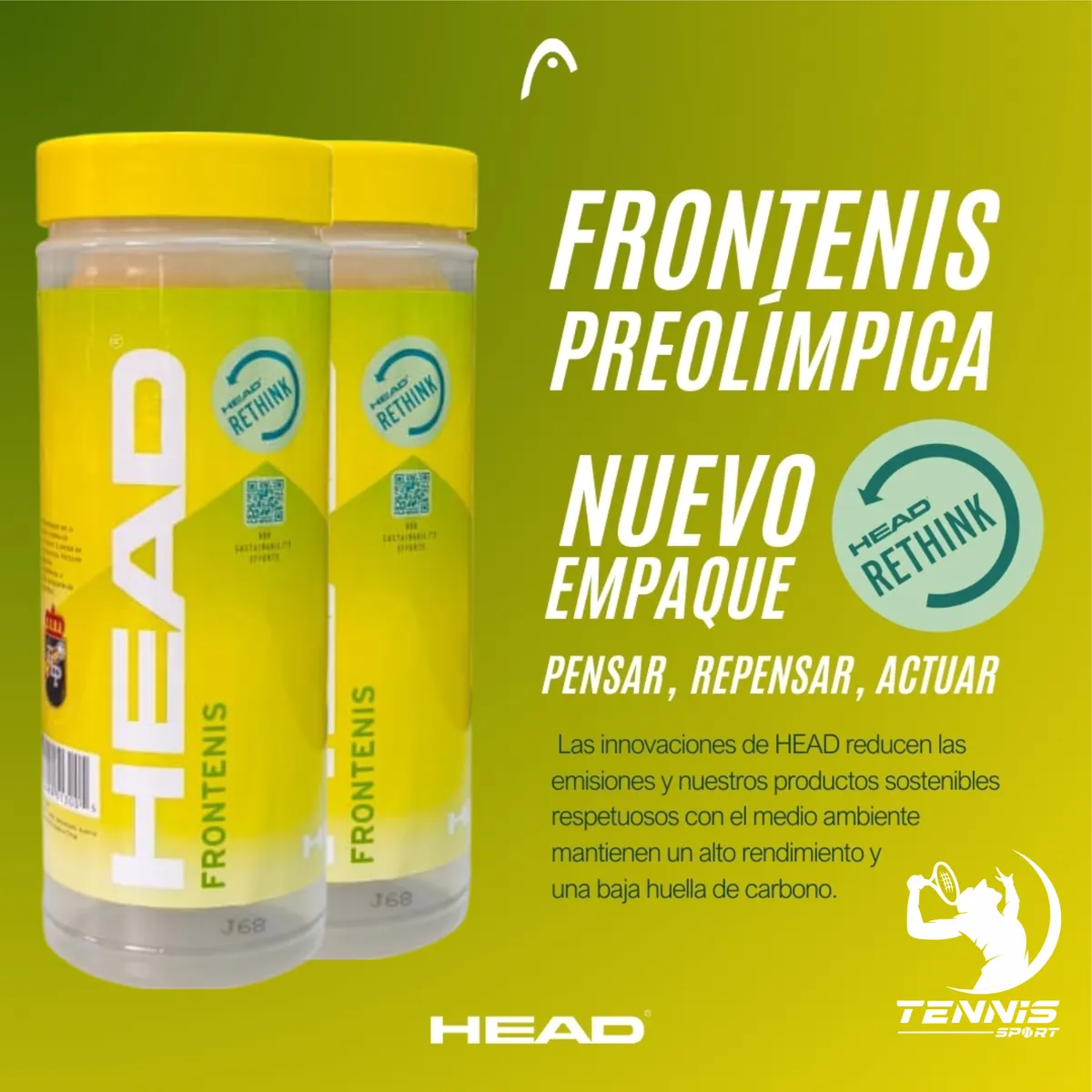 Caja Pelotas Head Frontenis 24 Botes Con 3 piezas C/u
