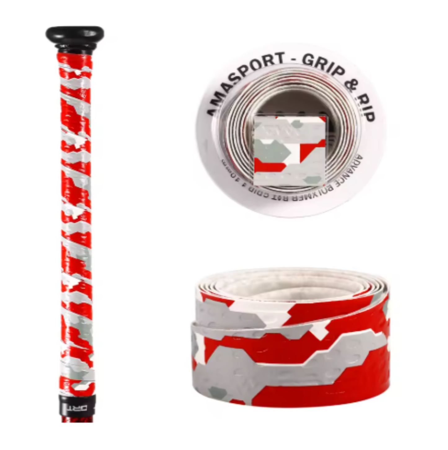 Grip Bat Cinta Agarre - Bat Tape Beisbol Rojo Gris